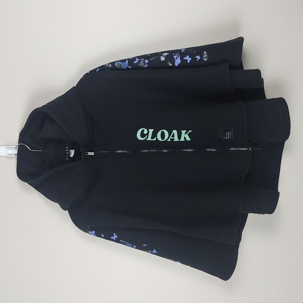 CLOAK Brand Hooded Cloak Cape Butterfly Black Purple Gamer Anime Cosplay OS